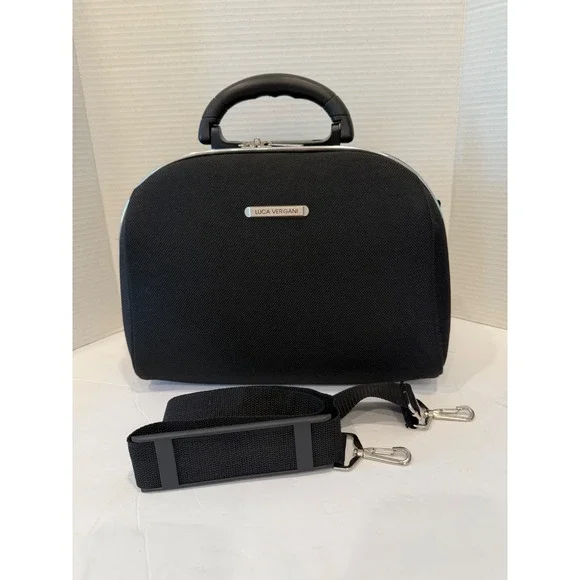 LUCA VERGANI Black Make Up Travel Hard Case Bag w/ Strap - Picture 2 of 11